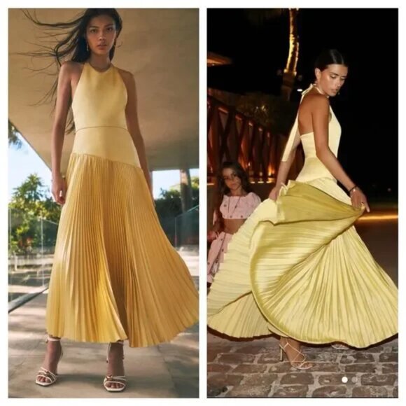 Alexis | Dresses | Alexis Yellow Pleated Maxi Dress | Poshmark